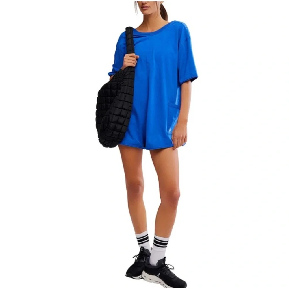Free People Movement‎ Electric Blue Hot Shot Tee Romper NWT Size S - Picture 7 of 7